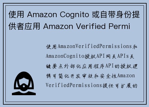 使用 Amazon Cognito 或自带身份提供者应用 Amazon Verified Permi