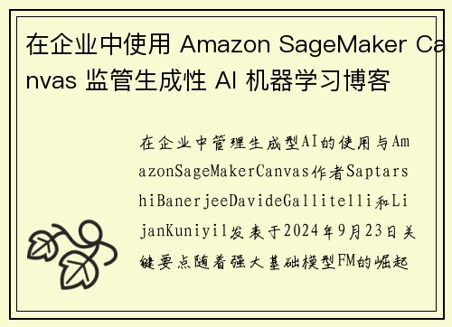 在企业中使用 Amazon SageMaker Canvas 监管生成性 AI 机器学习博客